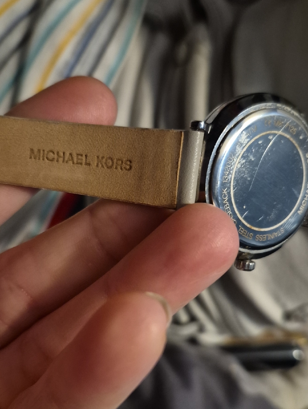Michael Kors Silver Dial Watch with Gray Leather Strap - Picture 10 of 11